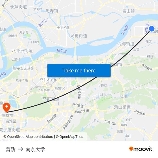 营防 to 南京大学 map