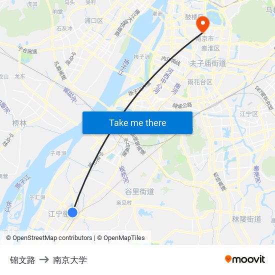 锦文路 to 南京大学 map