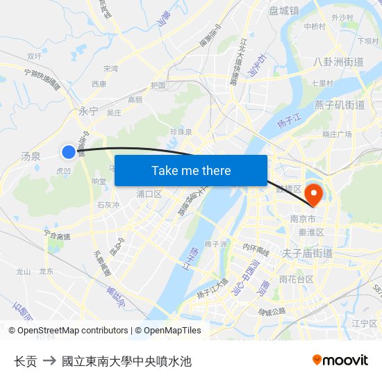 长贡 to 國立東南大學中央噴水池 map