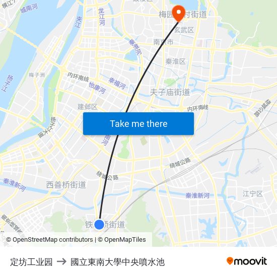 定坊工业园 to 國立東南大學中央噴水池 map