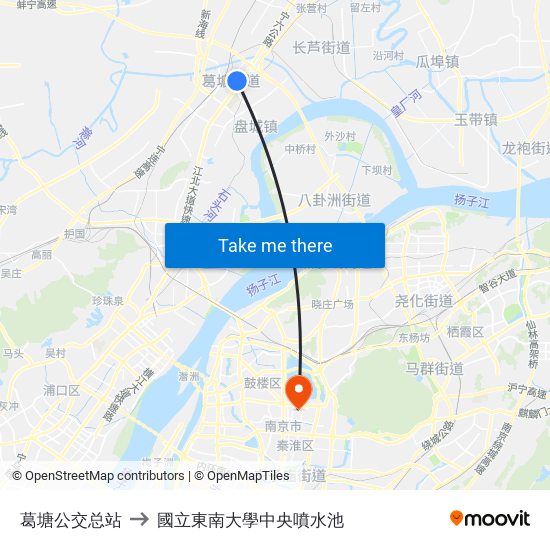葛塘公交总站 to 國立東南大學中央噴水池 map