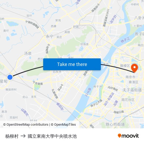 杨柳村 to 國立東南大學中央噴水池 map