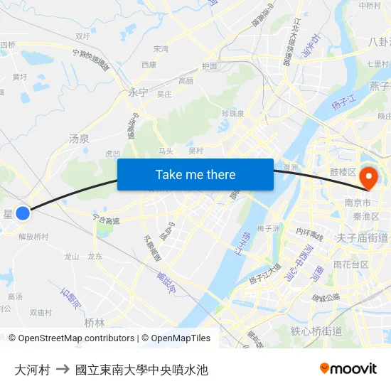 大河村 to 國立東南大學中央噴水池 map