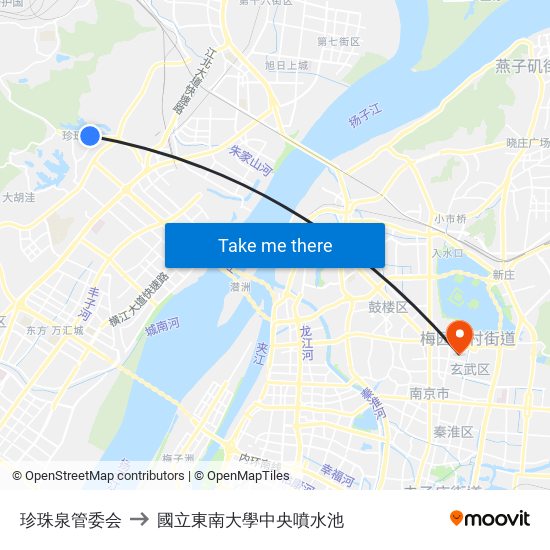 珍珠泉管委会 to 國立東南大學中央噴水池 map