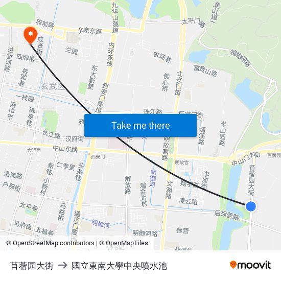 苜蓿园大街 to 國立東南大學中央噴水池 map