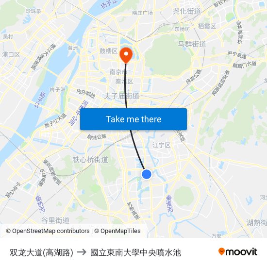 双龙大道(高湖路) to 國立東南大學中央噴水池 map