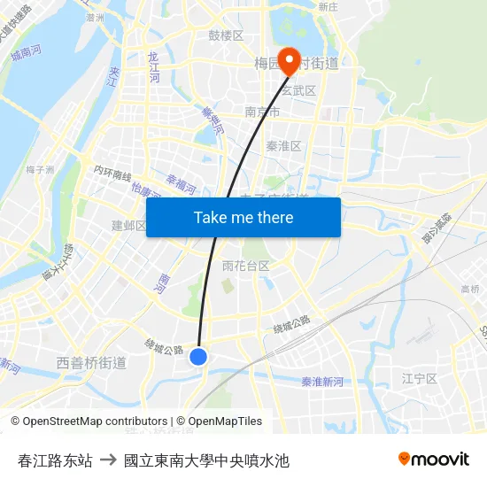 春江路东站 to 國立東南大學中央噴水池 map