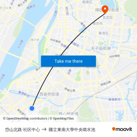 岱山北路·社区中心 to 國立東南大學中央噴水池 map