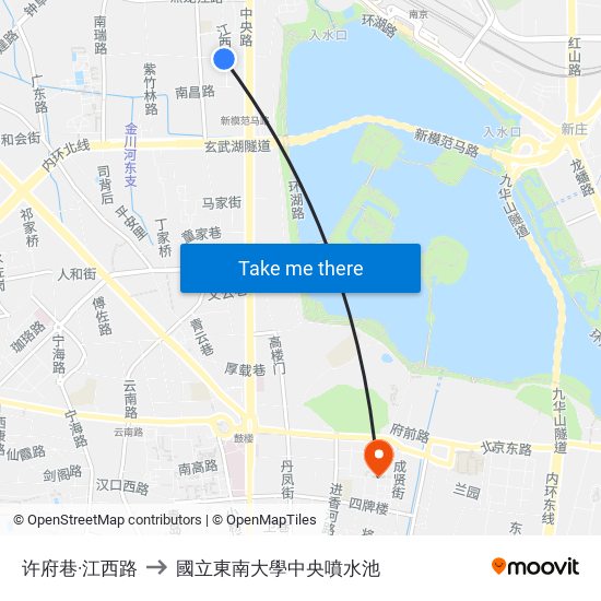 许府巷·江西路 to 國立東南大學中央噴水池 map