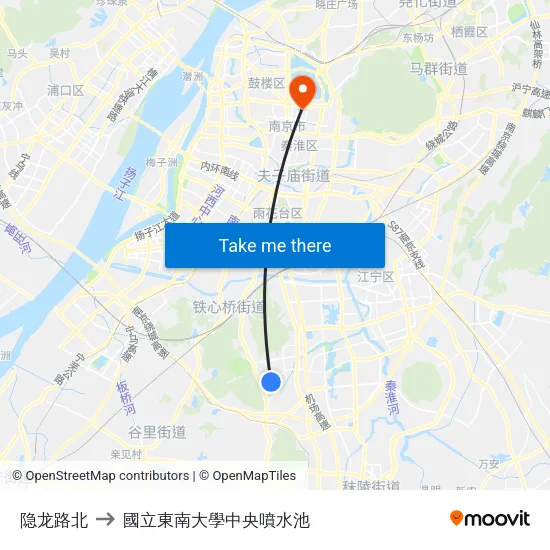 隐龙路北 to 國立東南大學中央噴水池 map
