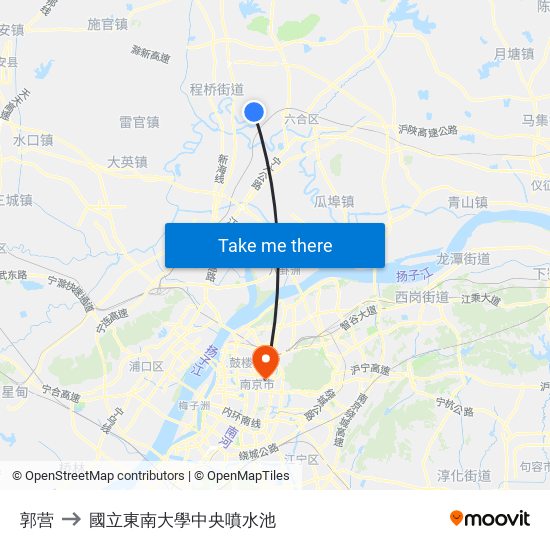 郭营 to 國立東南大學中央噴水池 map
