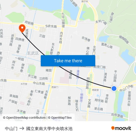 中山门 to 國立東南大學中央噴水池 map