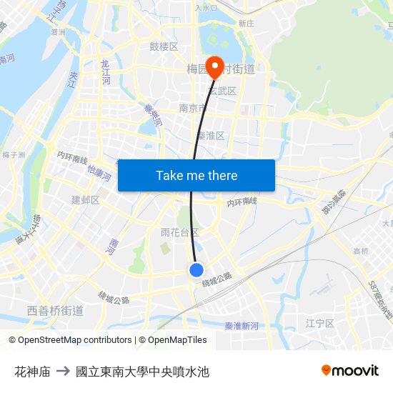 花神庙 to 國立東南大學中央噴水池 map