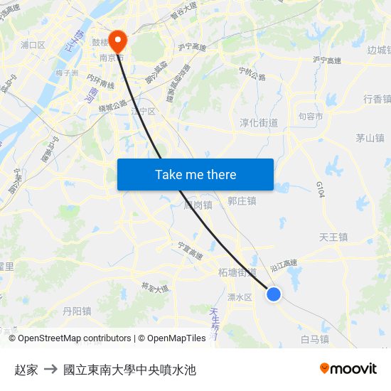 赵家 to 國立東南大學中央噴水池 map