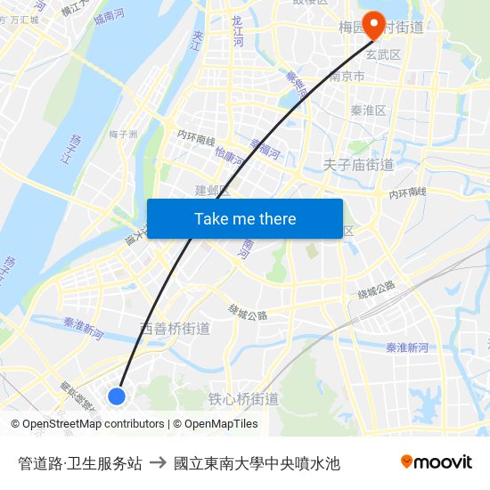 管道路·卫生服务站 to 國立東南大學中央噴水池 map