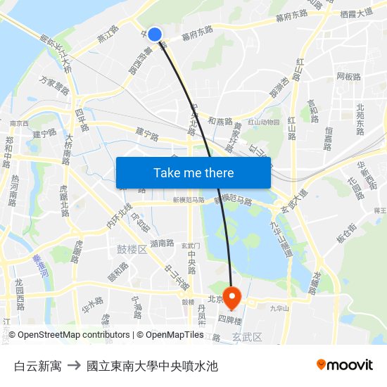 白云新寓 to 國立東南大學中央噴水池 map