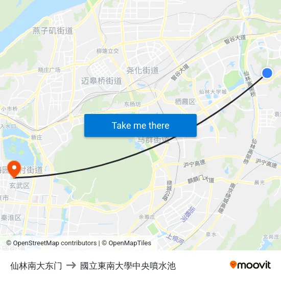 仙林南大东门 to 國立東南大學中央噴水池 map