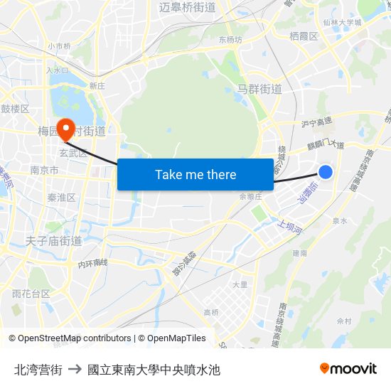 北湾营街 to 國立東南大學中央噴水池 map