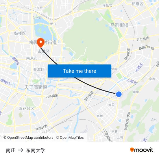 南庄 to 东南大学 map