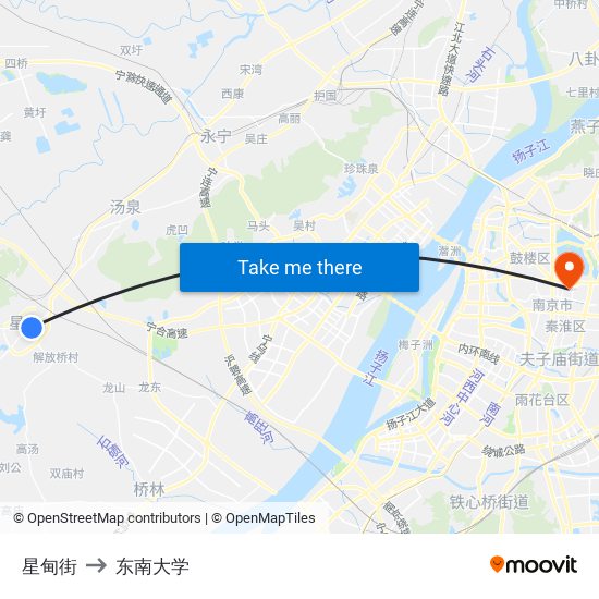 星甸街 to 东南大学 map