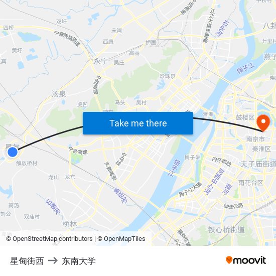 星甸街西 to 东南大学 map