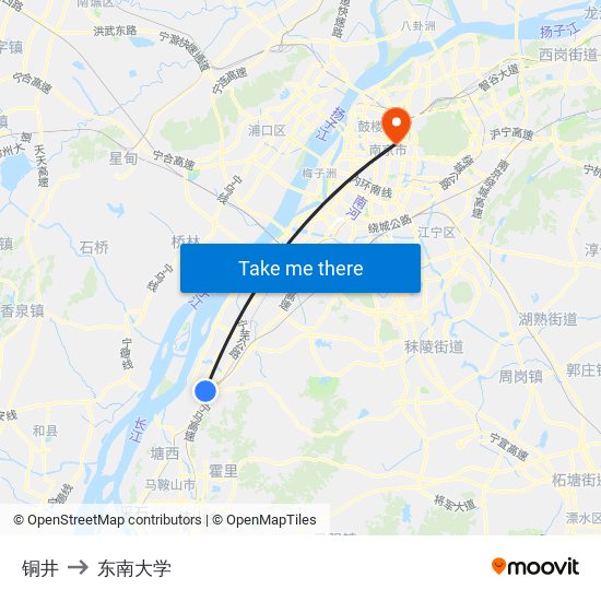 铜井 to 东南大学 map