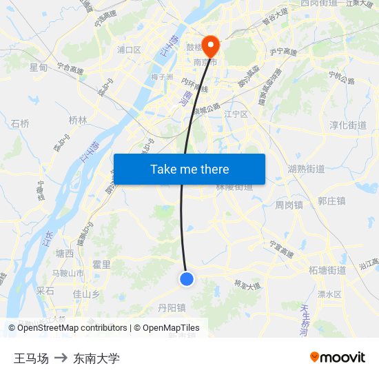 王马场 to 东南大学 map