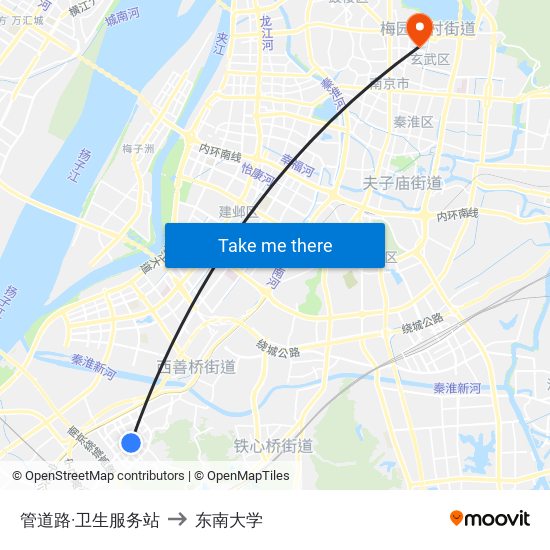 管道路·卫生服务站 to 东南大学 map