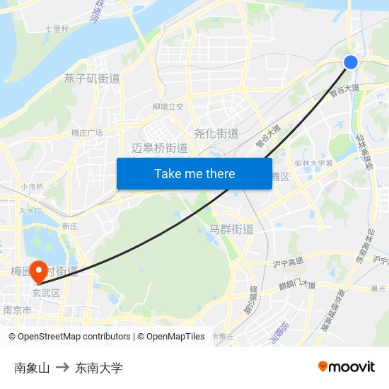 南象山 to 东南大学 map