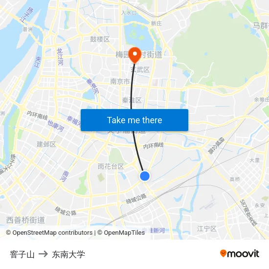 窨子山 to 东南大学 map