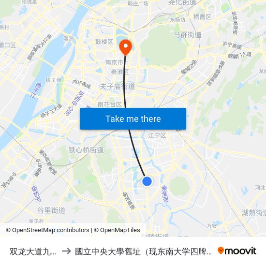 双龙大道九竹路 to 國立中央大學舊址（现东南大学四牌楼校区） map