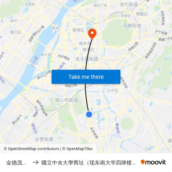 金德茂花园 to 國立中央大學舊址（现东南大学四牌楼校区） map
