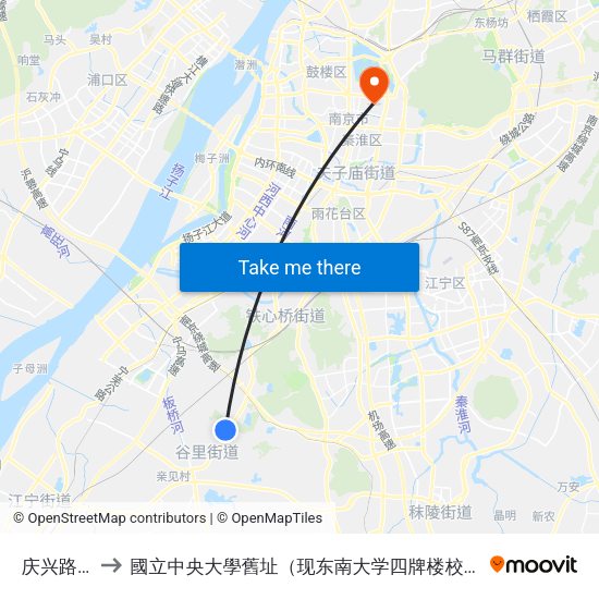 庆兴路东 to 國立中央大學舊址（现东南大学四牌楼校区） map