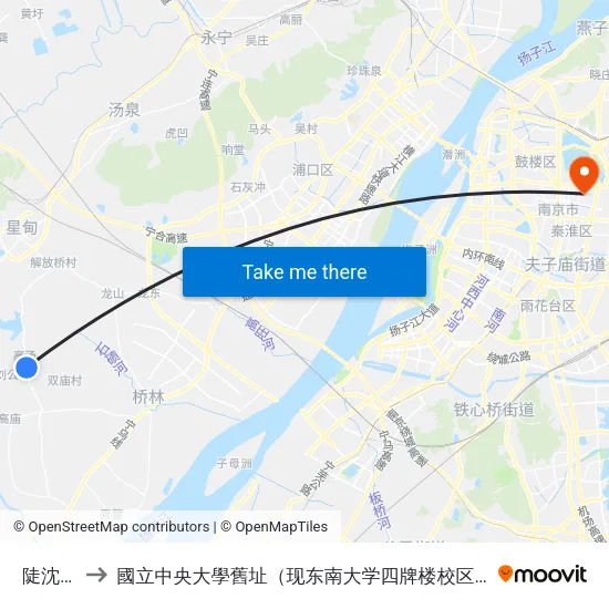 陡沈路 to 國立中央大學舊址（现东南大学四牌楼校区） map