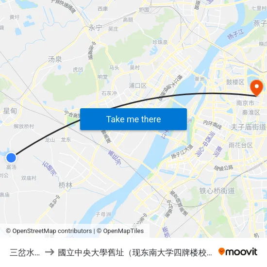 三岔水厂 to 國立中央大學舊址（现东南大学四牌楼校区） map
