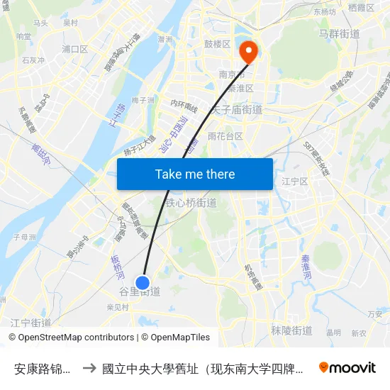 安康路锦华路 to 國立中央大學舊址（现东南大学四牌楼校区） map