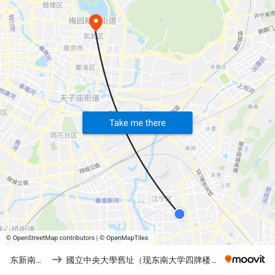 东新南路南 to 國立中央大學舊址（现东南大学四牌楼校区） map