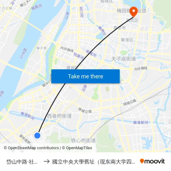岱山中路·社区中心 to 國立中央大學舊址（现东南大学四牌楼校区） map