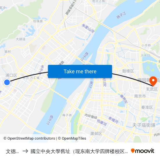 文德路 to 國立中央大學舊址（现东南大学四牌楼校区） map