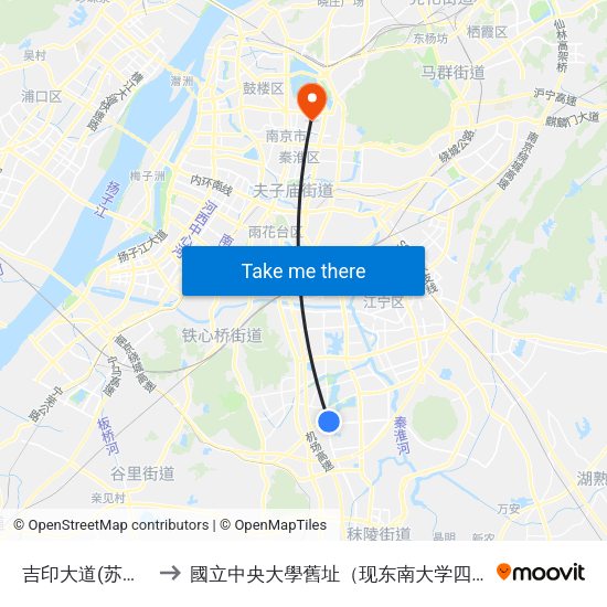 吉印大道(苏源大道) to 國立中央大學舊址（现东南大学四牌楼校区） map