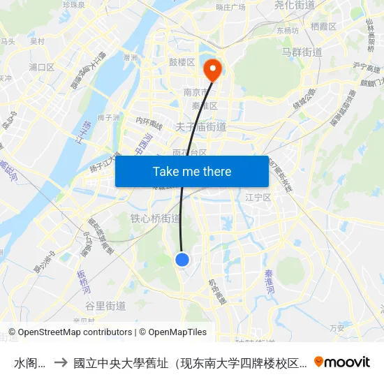 水阁路 to 國立中央大學舊址（现东南大学四牌楼校区） map
