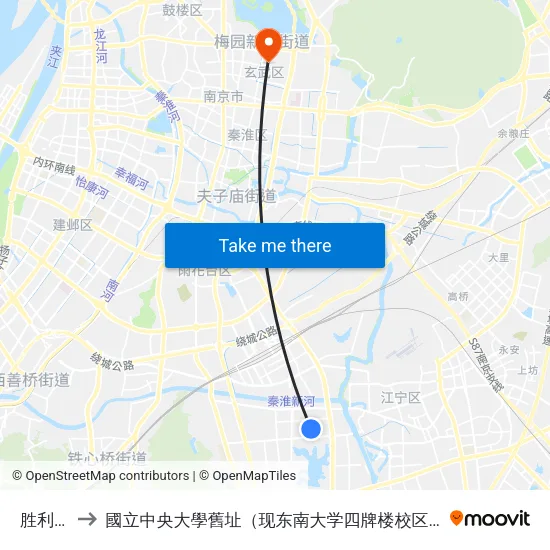 胜利路 to 國立中央大學舊址（现东南大学四牌楼校区） map