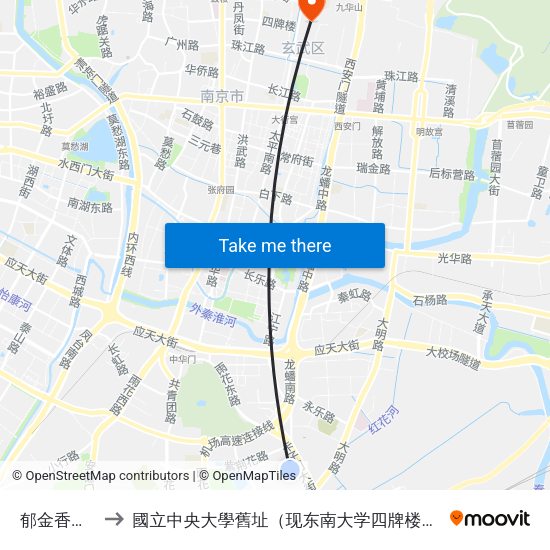 郁金香路东 to 國立中央大學舊址（现东南大学四牌楼校区） map