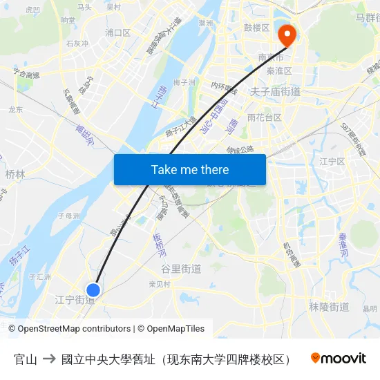 官山 to 國立中央大學舊址（现东南大学四牌楼校区） map