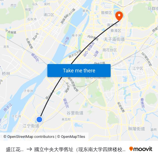 盛江花苑 to 國立中央大學舊址（现东南大学四牌楼校区） map