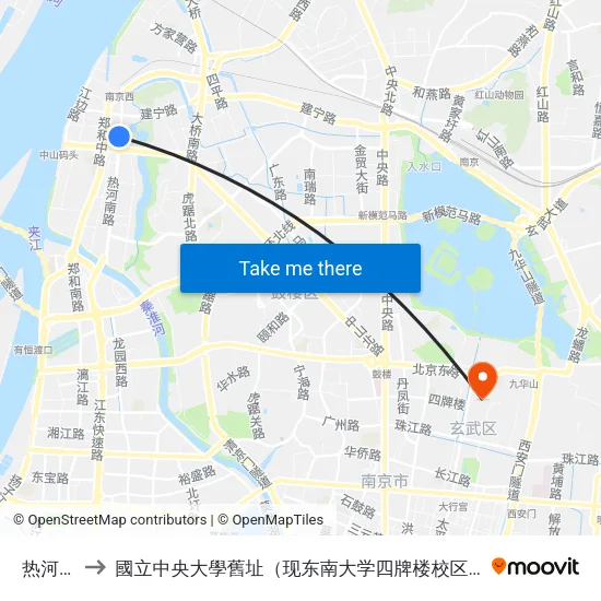 热河路 to 國立中央大學舊址（现东南大学四牌楼校区） map