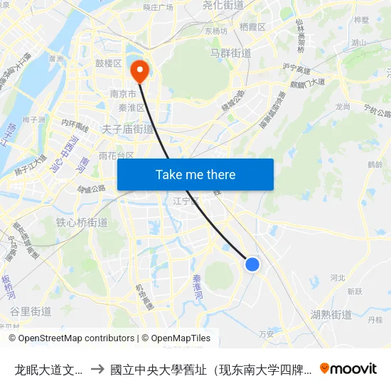 龙眠大道文博苑 to 國立中央大學舊址（现东南大学四牌楼校区） map