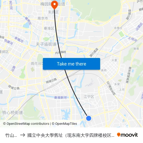 竹山路 to 國立中央大學舊址（现东南大学四牌楼校区） map