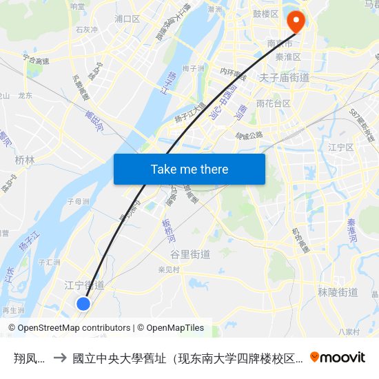 翔凤路 to 國立中央大學舊址（现东南大学四牌楼校区） map