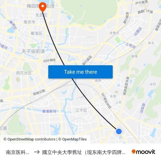 南京医科大学 to 國立中央大學舊址（现东南大学四牌楼校区） map